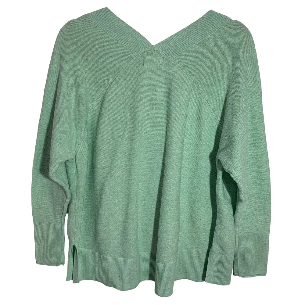 Lou & Grey Women's Size Medium Mint V Neck Knit Pullover Sweater
